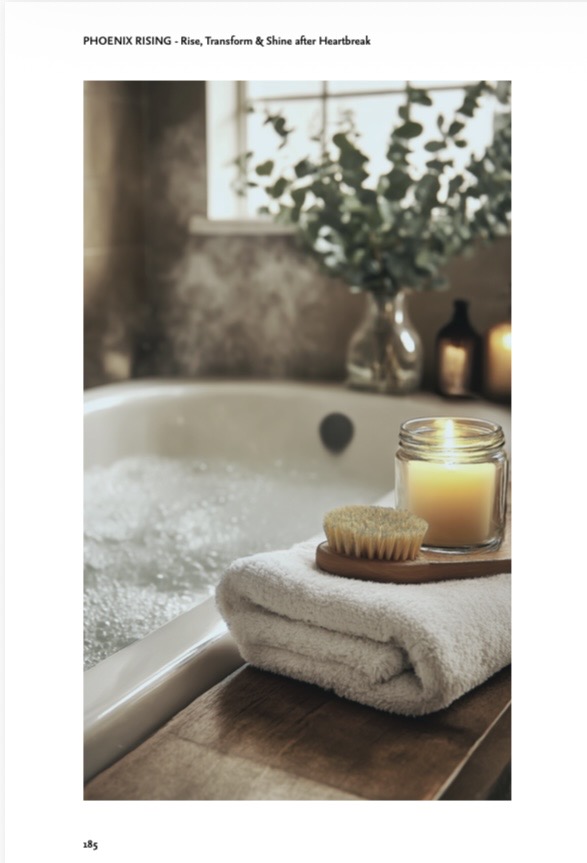 A candle and folded towels beside a warm bath